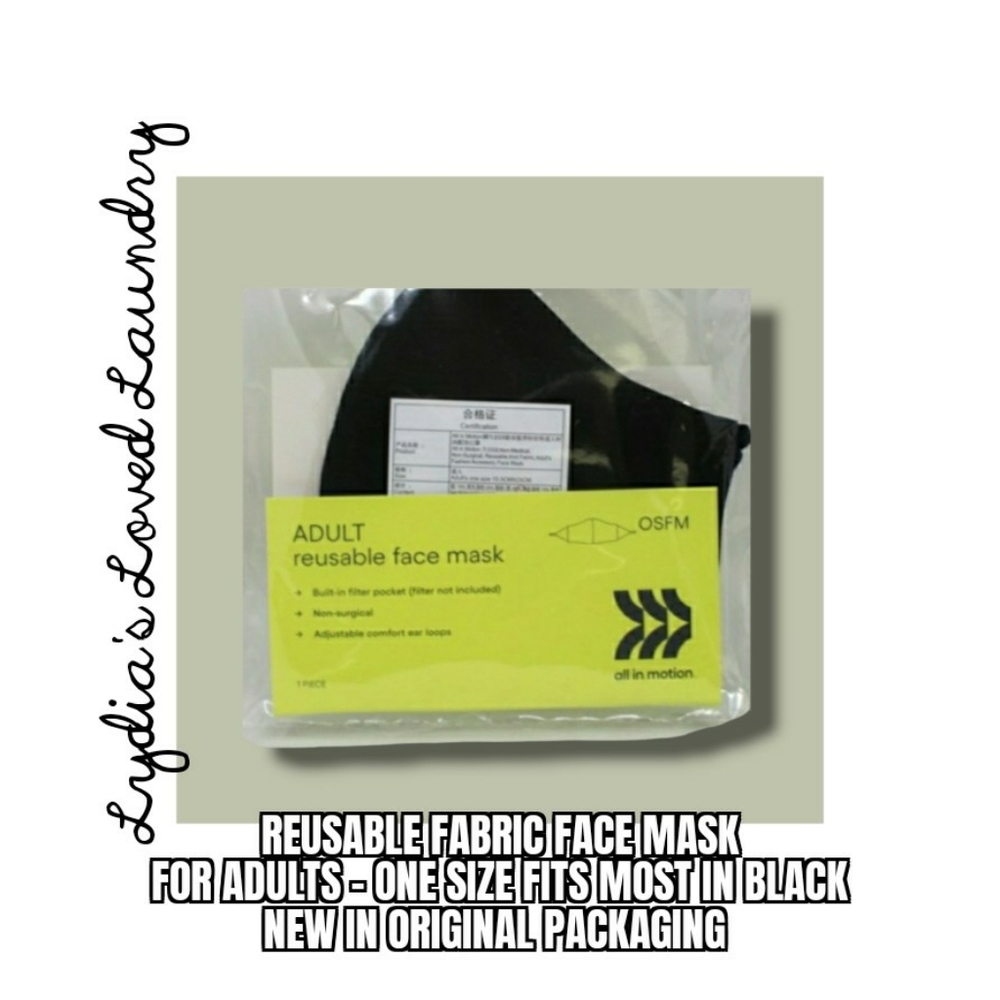 Custom Listing for 5 Reusable Fabric Face Masks Adult Black OSFM New